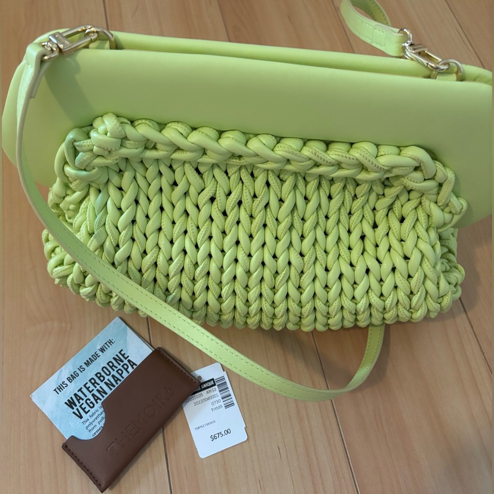 Themoire Lime Green Large Vegan Leather Clutch Bag